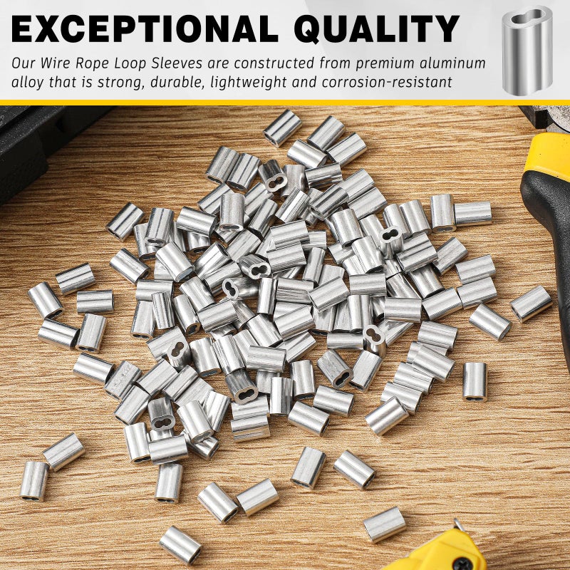 Yaocom 500 Pcs 1/16"" Aluminum Crimping Loop Sleeve Cable Crimp Ferrules Wire Rope Sleeves for 1/16"" Diameter Wire Rope and Cable Line Ends - Image 5